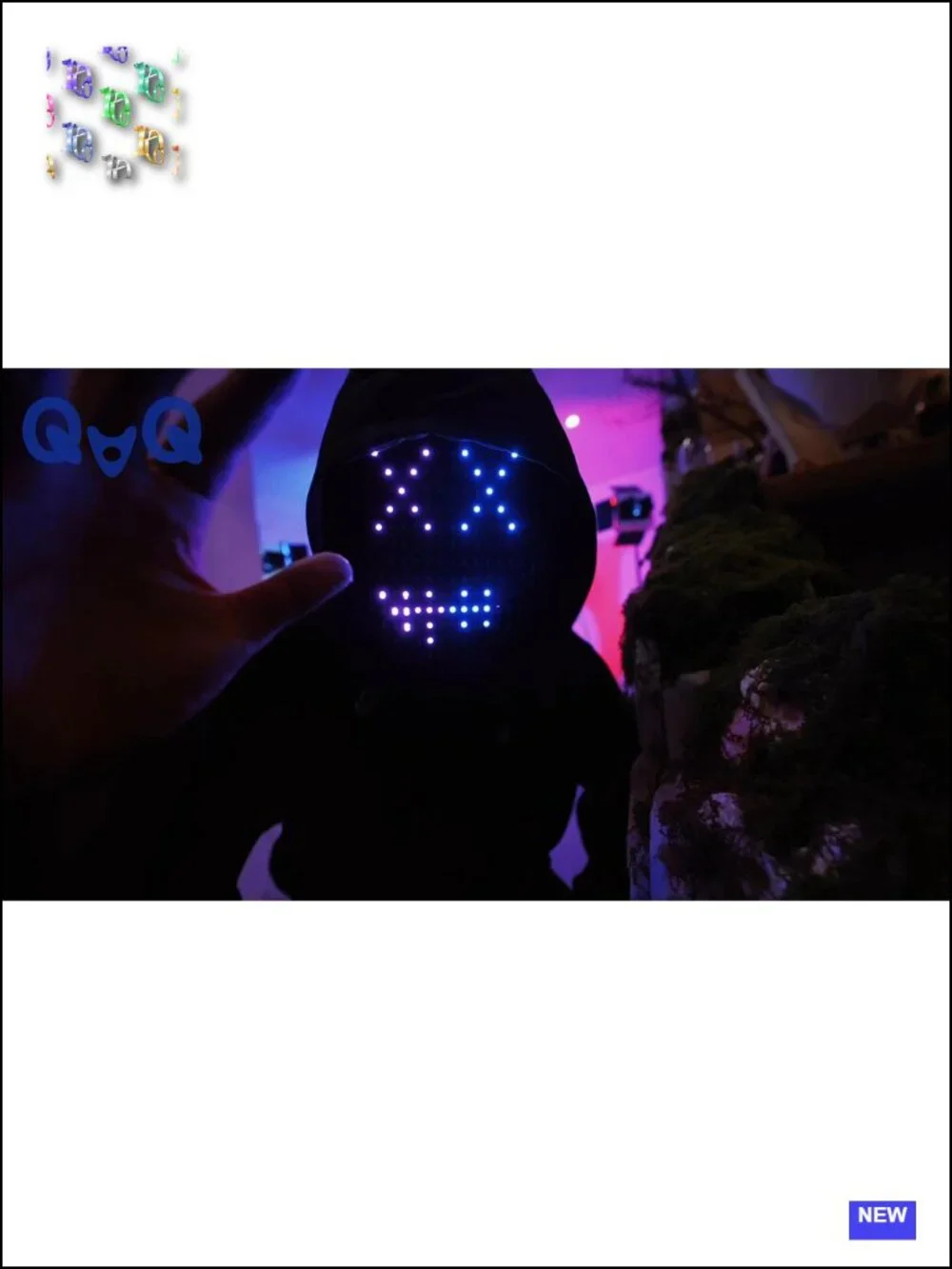 LED Light Up Mask with Gesture Sensing Halloween Costume Accessory